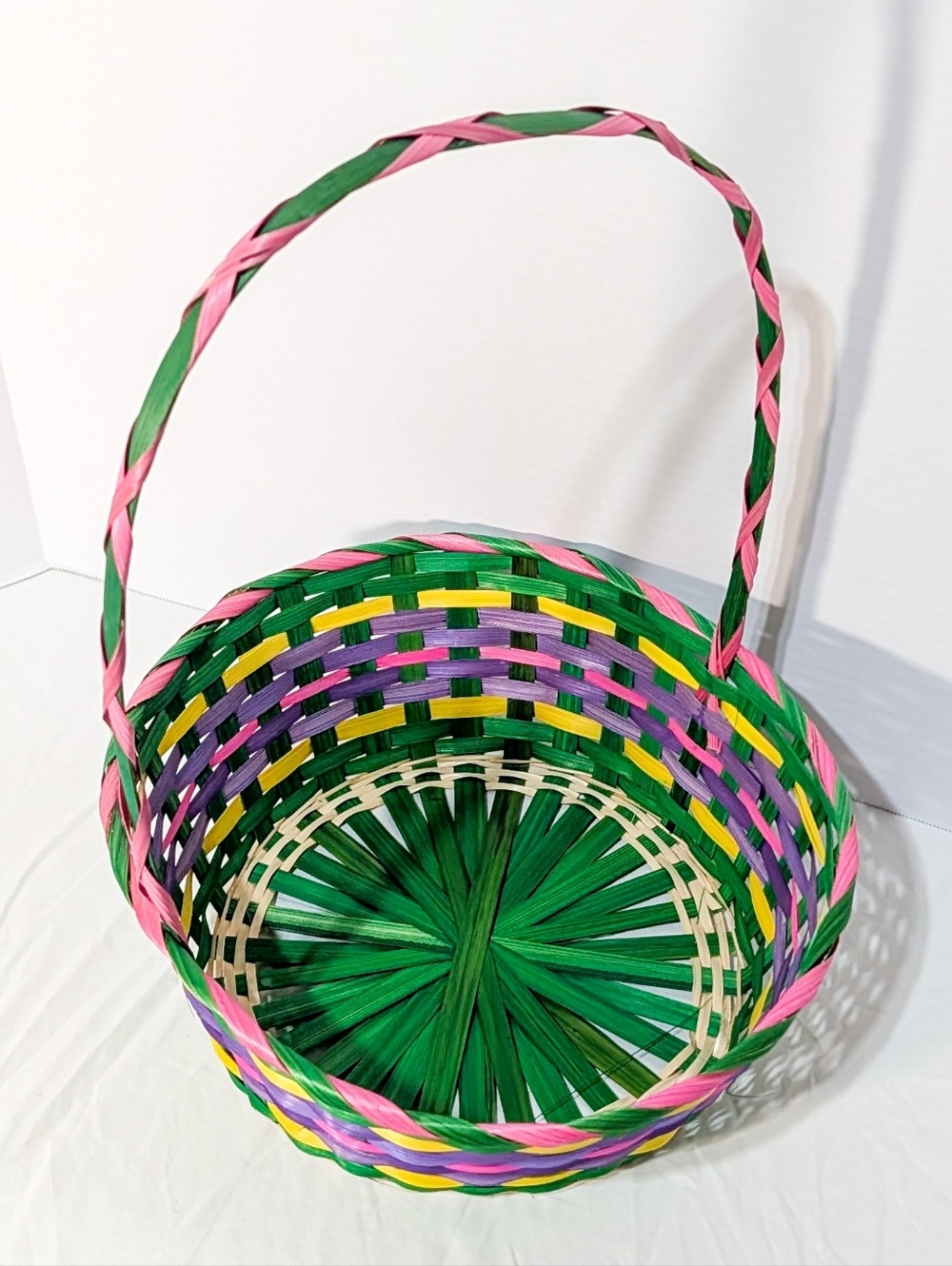 Bright Multi-Color Woven Spring/Easter Basket - Picture 5 of 12